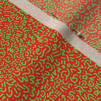 Doodle Green+Red Printed Fabric