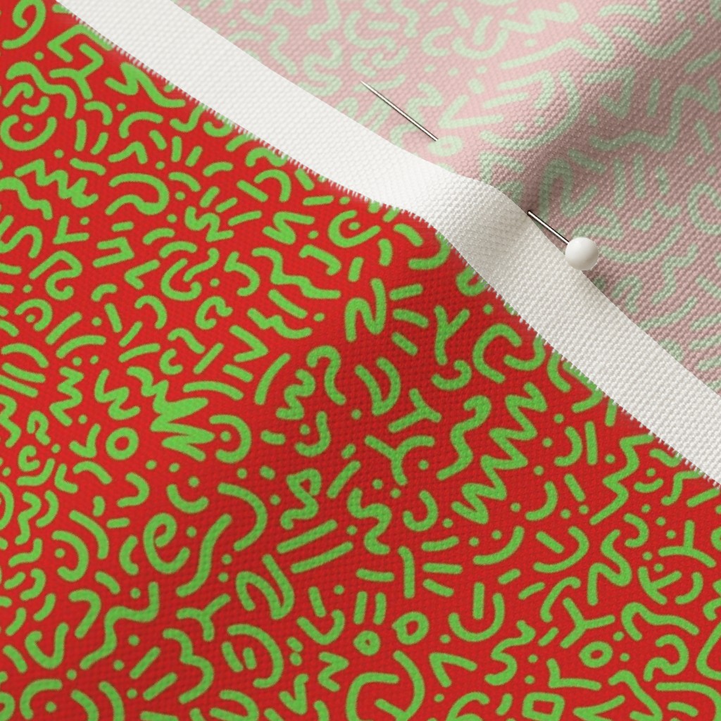Doodle Green+Red Fabric
