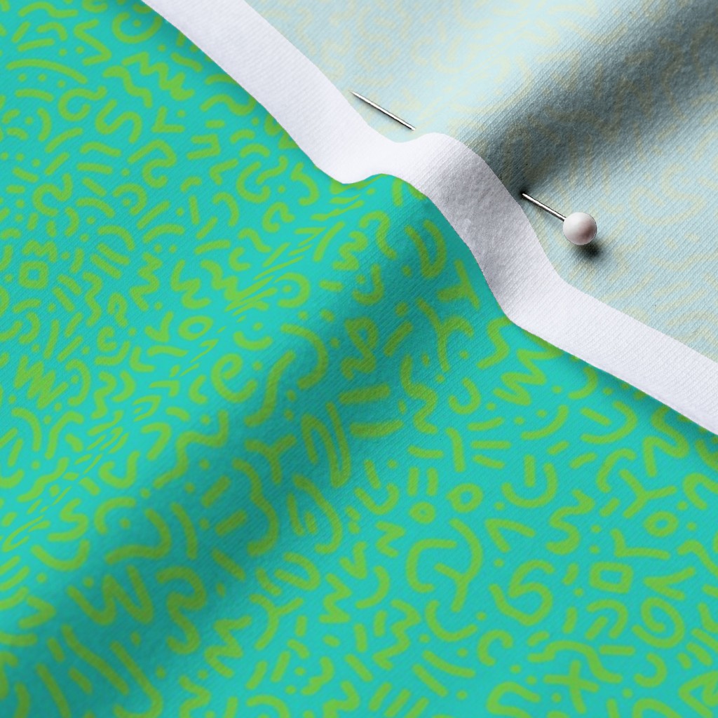 Doodle Green+Teal Printed Fabric