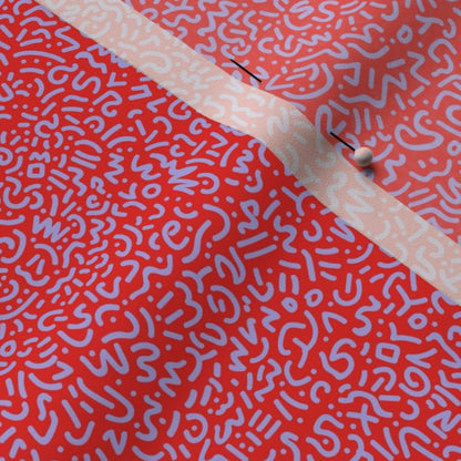 Doodle Lilac+Red Printed Fabric