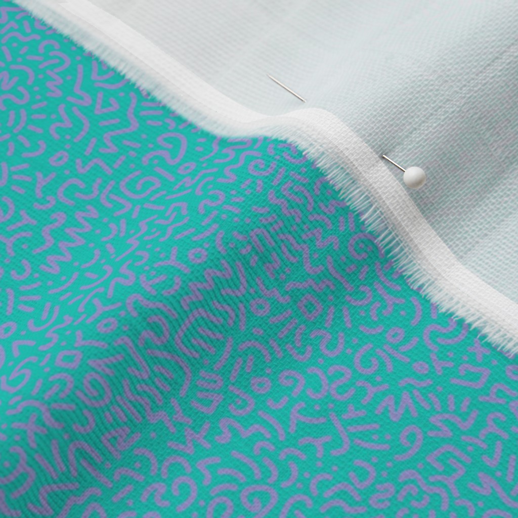 Doodle Lilac+Teal Printed Fabric