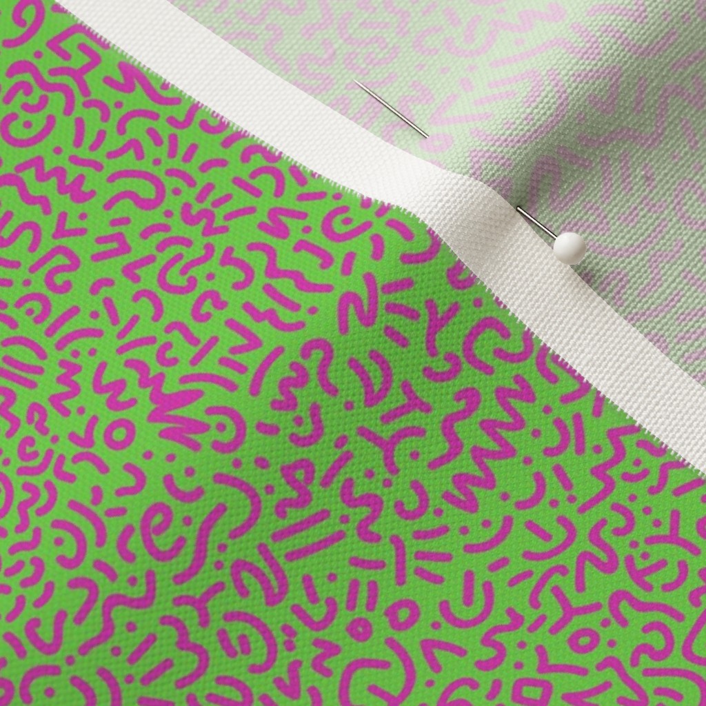 Doodle Magenta+Green Fabric