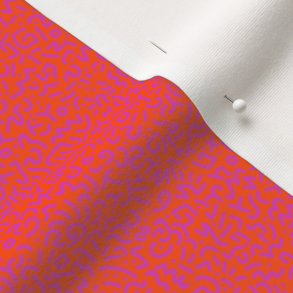 Doodle Magenta+Orange Printed Fabric
