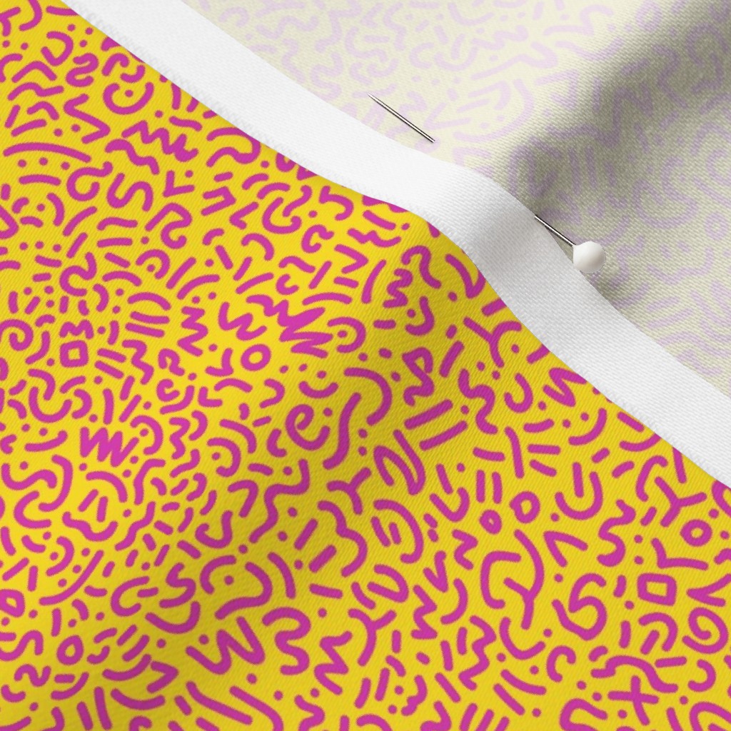 Doodle Magenta+Yellow Printed Fabric