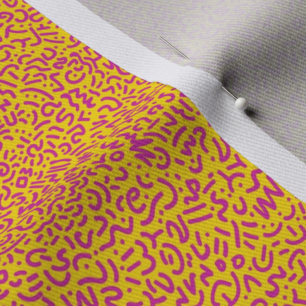 Doodle Magenta+Yellow Fabric