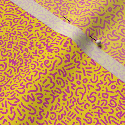 Doodle Magenta+Yellow Printed Fabric