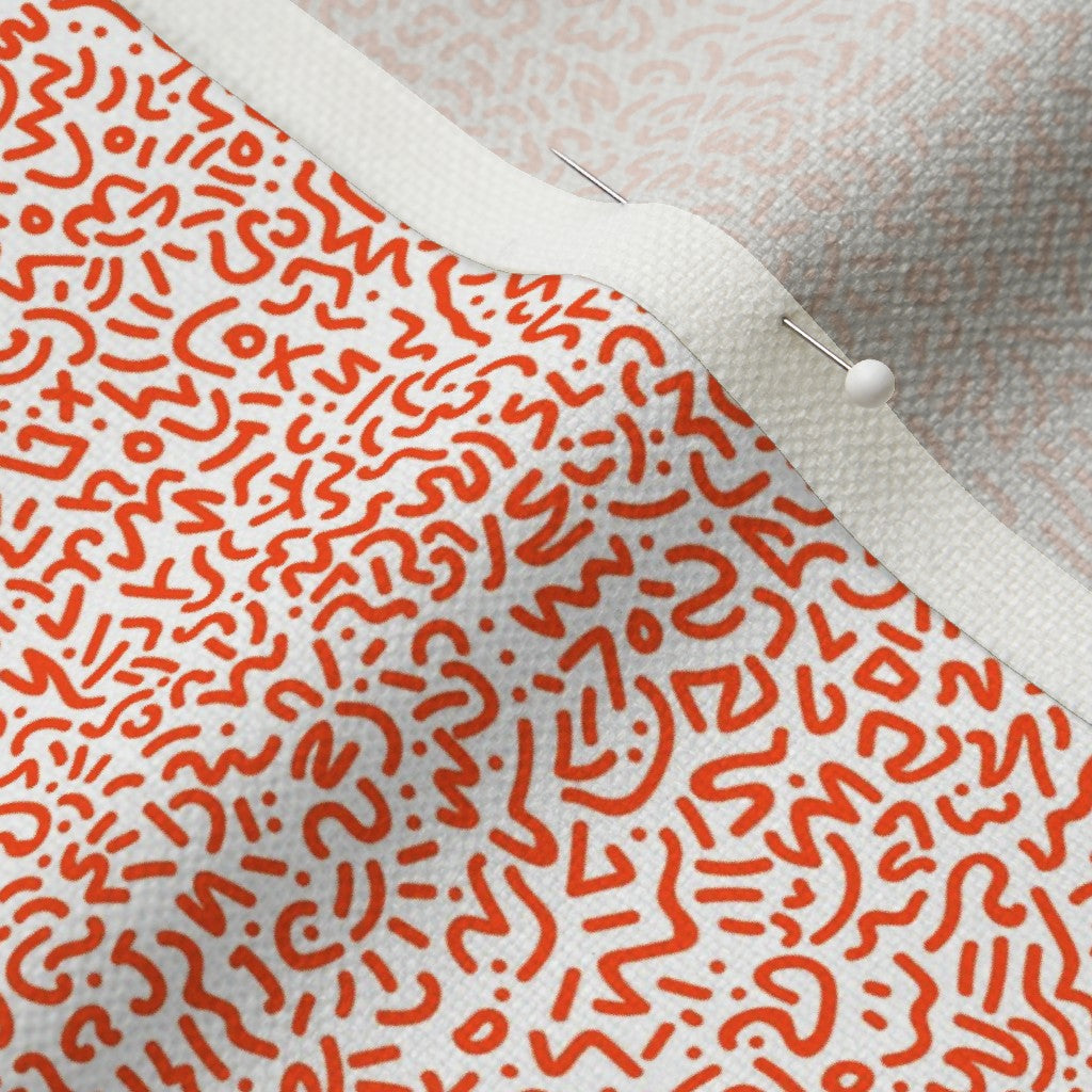 Doodle Orange+White Printed Fabric