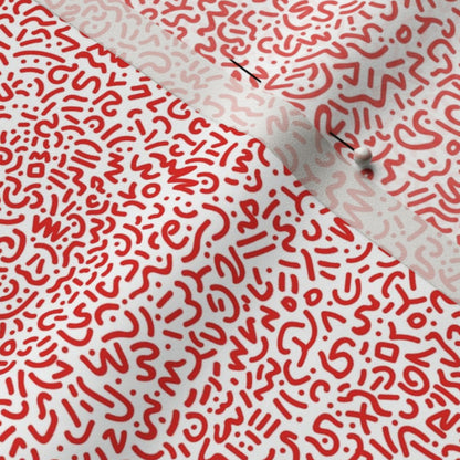 Doodle Red+White Printed Fabric