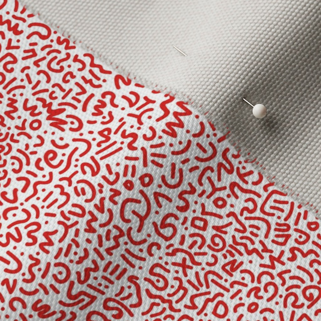 Doodle Red+White Printed Fabric