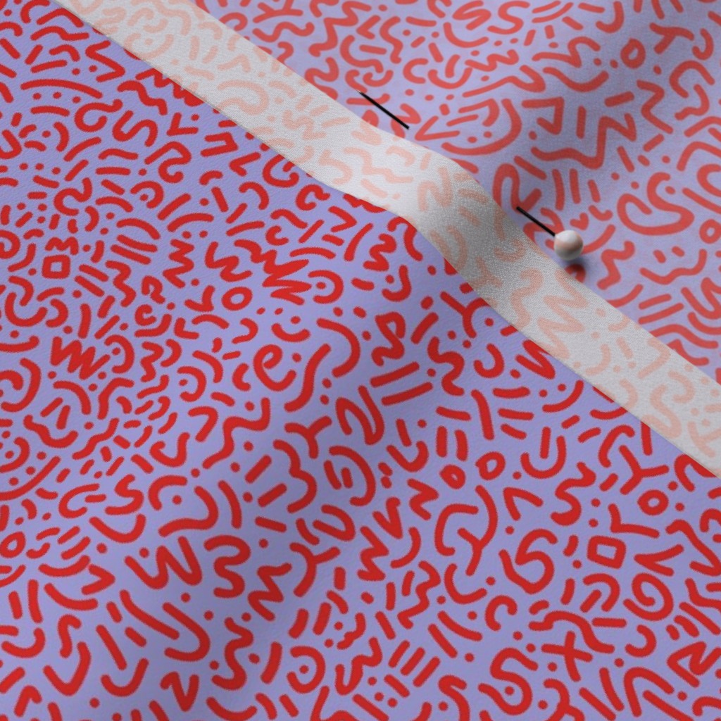 Doodle Red+Lilac Fabric