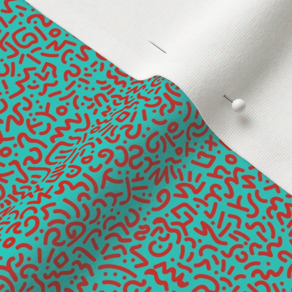 Doodle Red+Teal Fabric