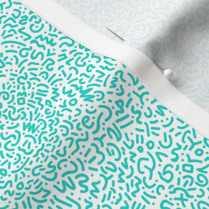 Doodle Teal+White Printed Fabric