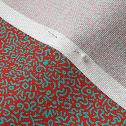 Doodle Teal+Red Fabric
