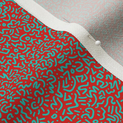 Doodle Teal+Red Fabric