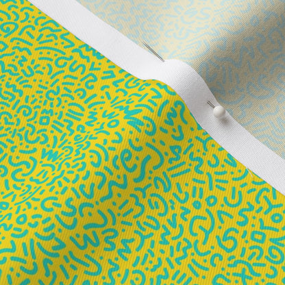 Doodle Teal+Yellow Printed Fabric