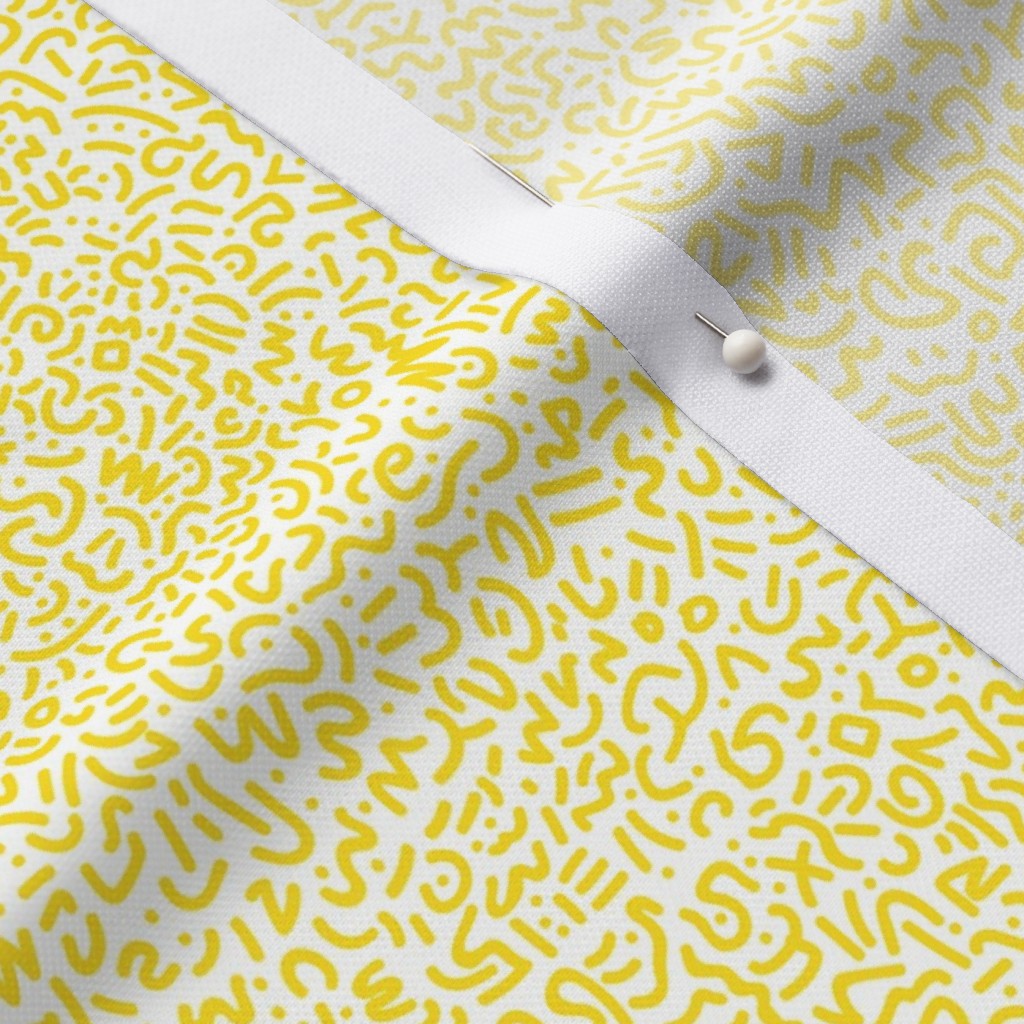 Doodle Yellow+White Printed Fabric