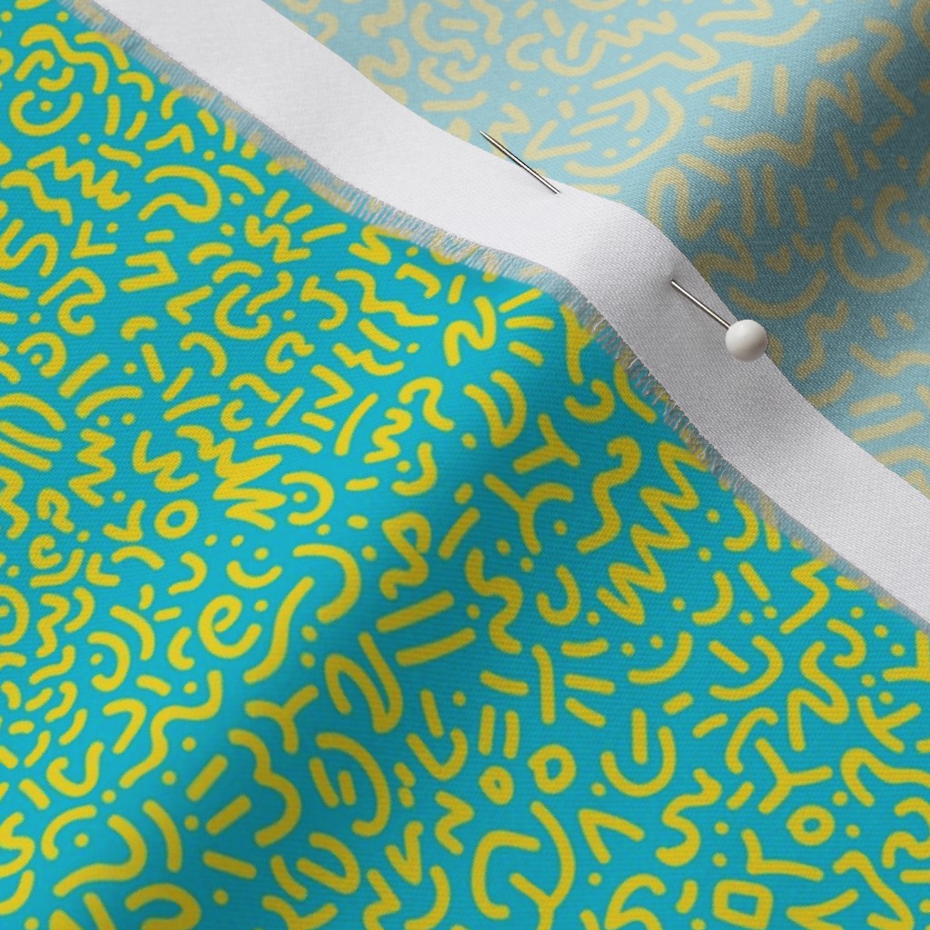 Doodle Yellow+Aqua Fabric