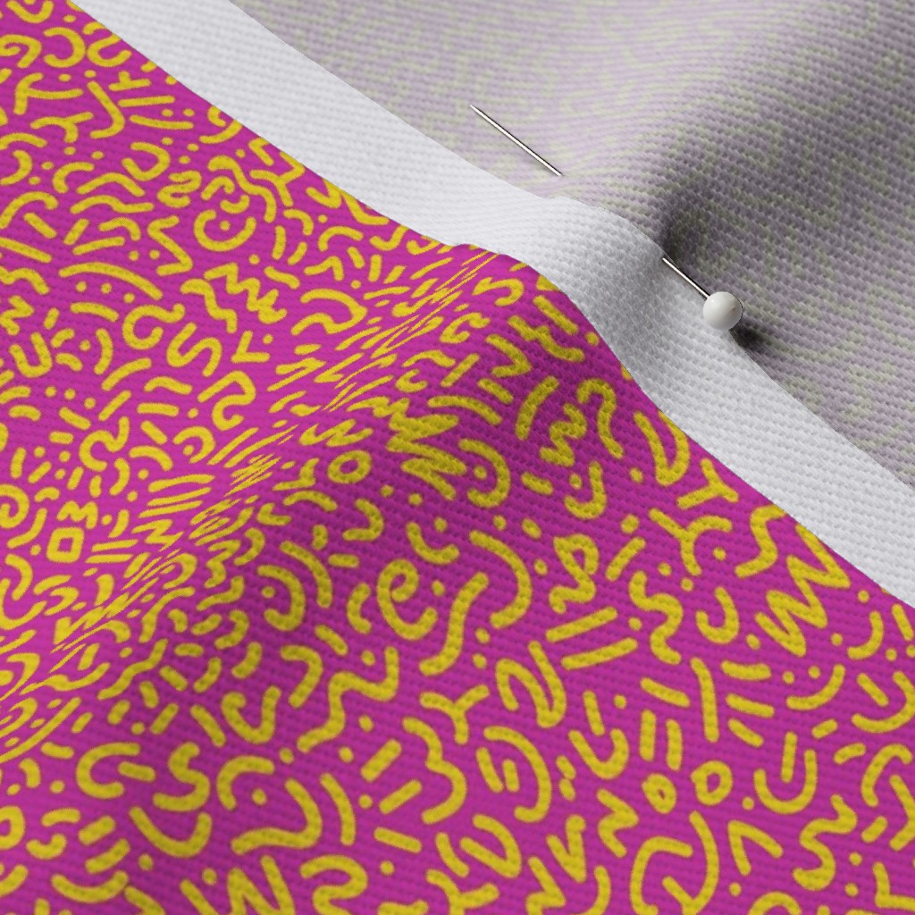 Doodle Yellow+Magenta Printed Fabric