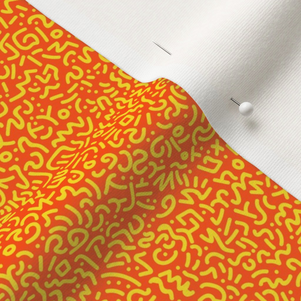 Doodle Yellow+Orange Printed Fabric