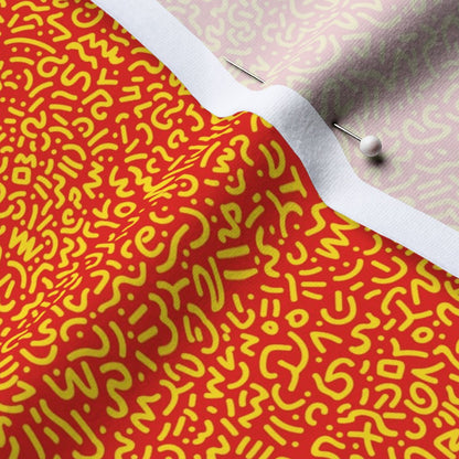 Doodle Yellow+Red Printed Fabric