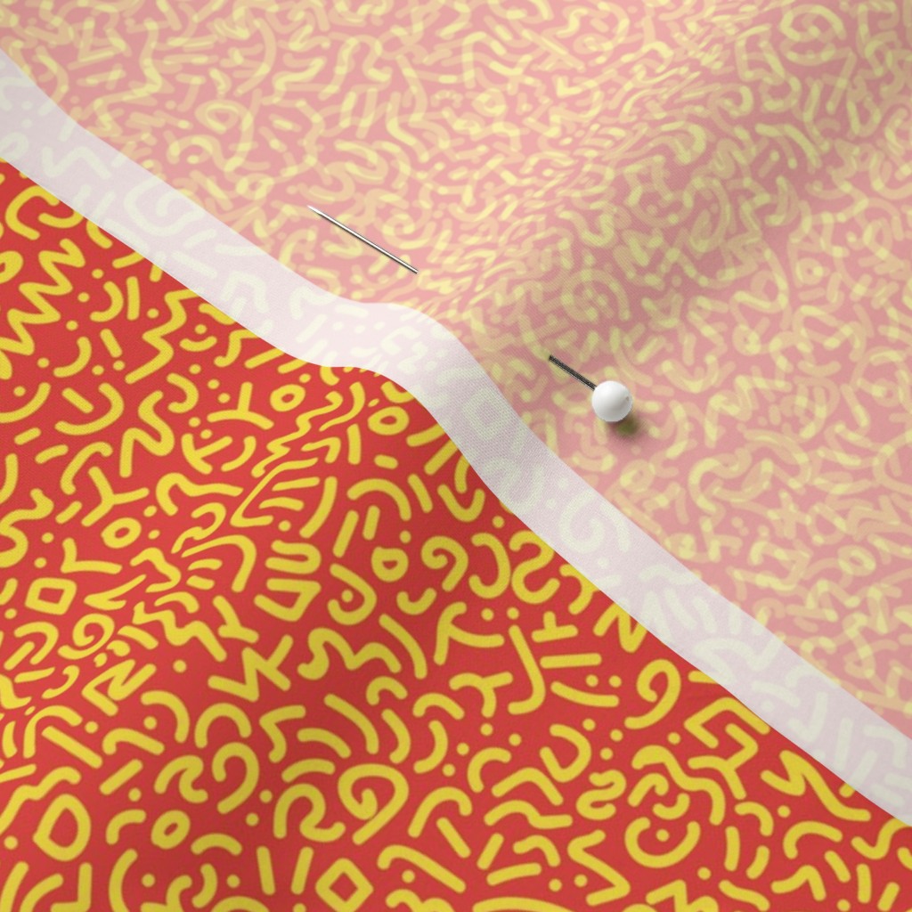 Doodle Yellow+Red Printed Fabric