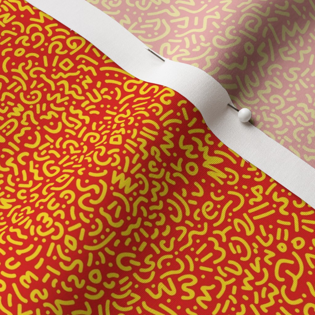 Doodle Yellow+Red Fabric