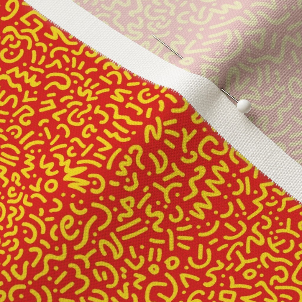 Doodle Yellow+Red Fabric