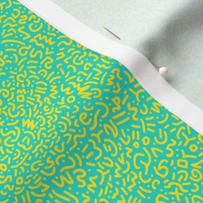 Doodle Yellow+Teal Printed Fabric