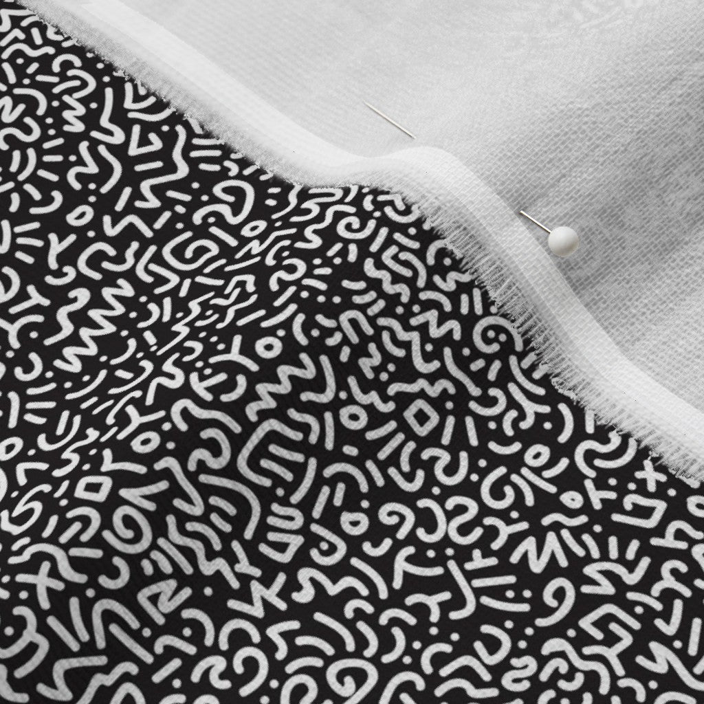 Doodle White+Black Printed Fabric