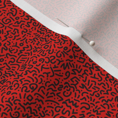 Doodle Black+Red Printed Fabric