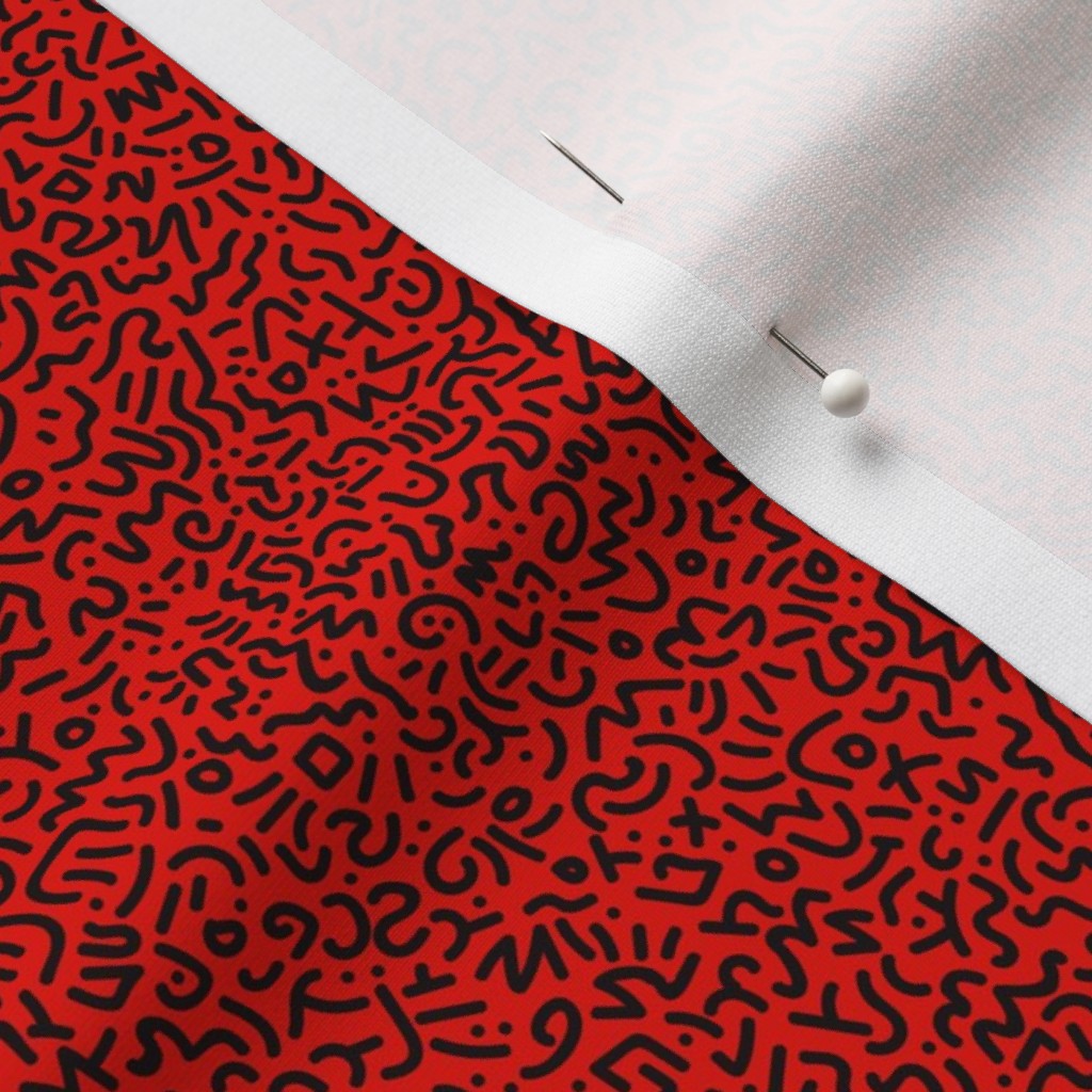 Doodle Black+Red Fabric