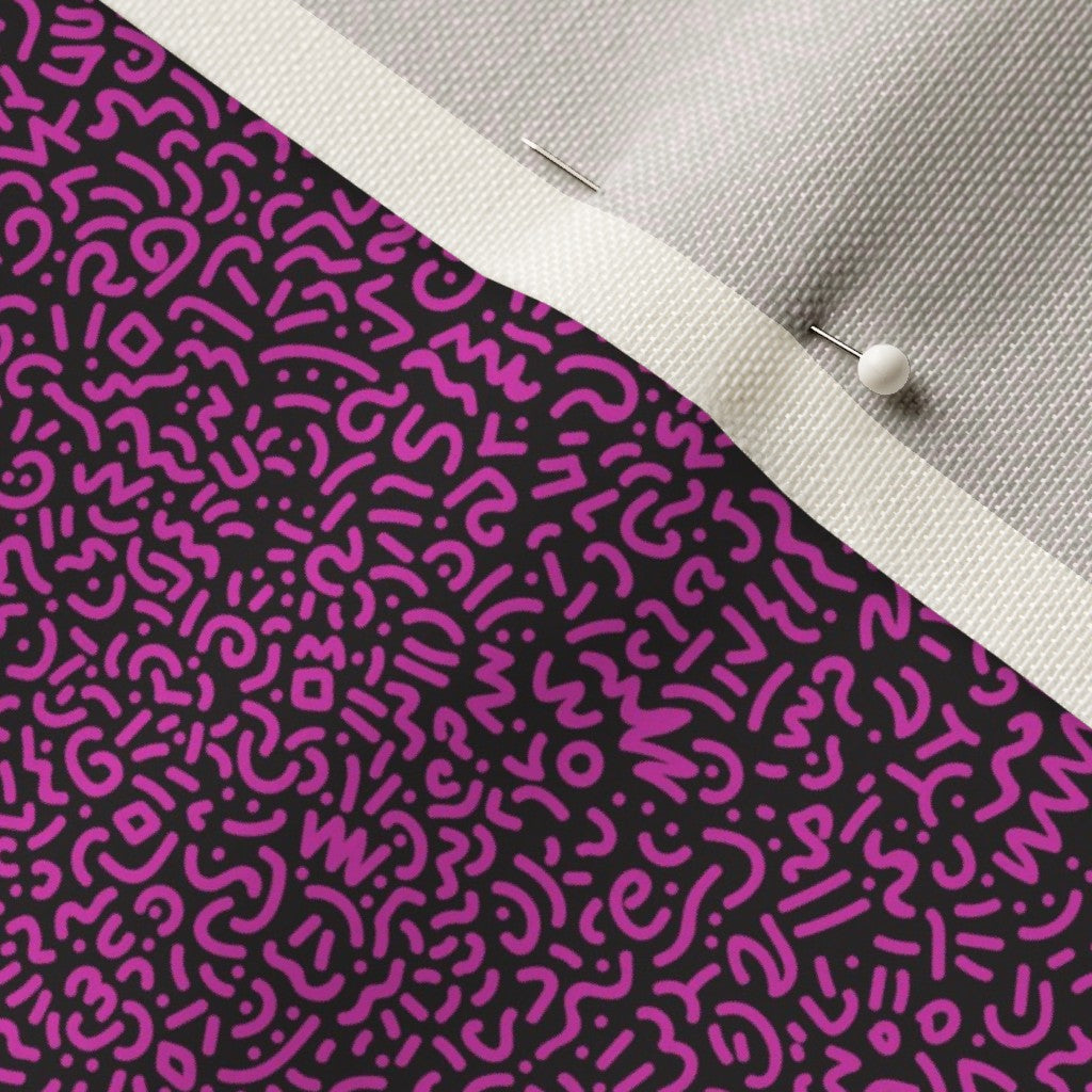 Doodle Magenta+Black Printed Fabric