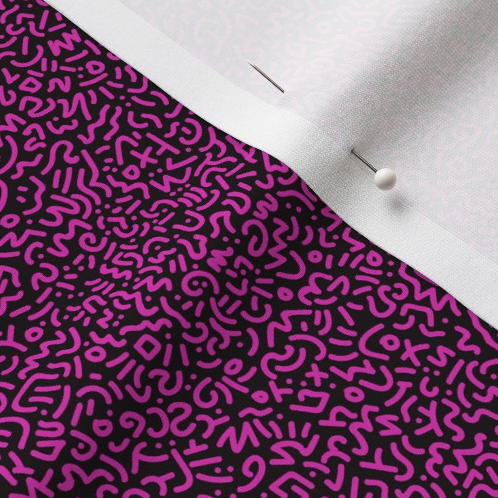 Doodle Magenta+Black Printed Fabric