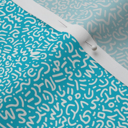 Doodle White+Aqua Printed Fabric