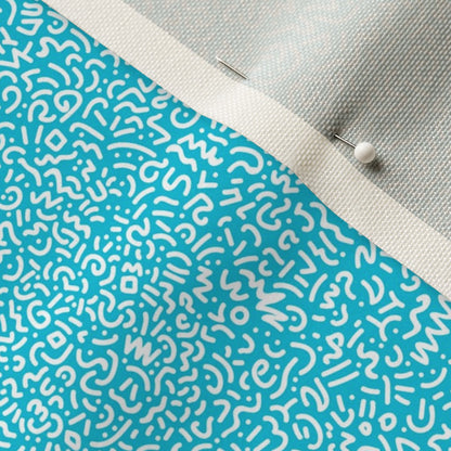 Doodle White+Aqua Printed Fabric