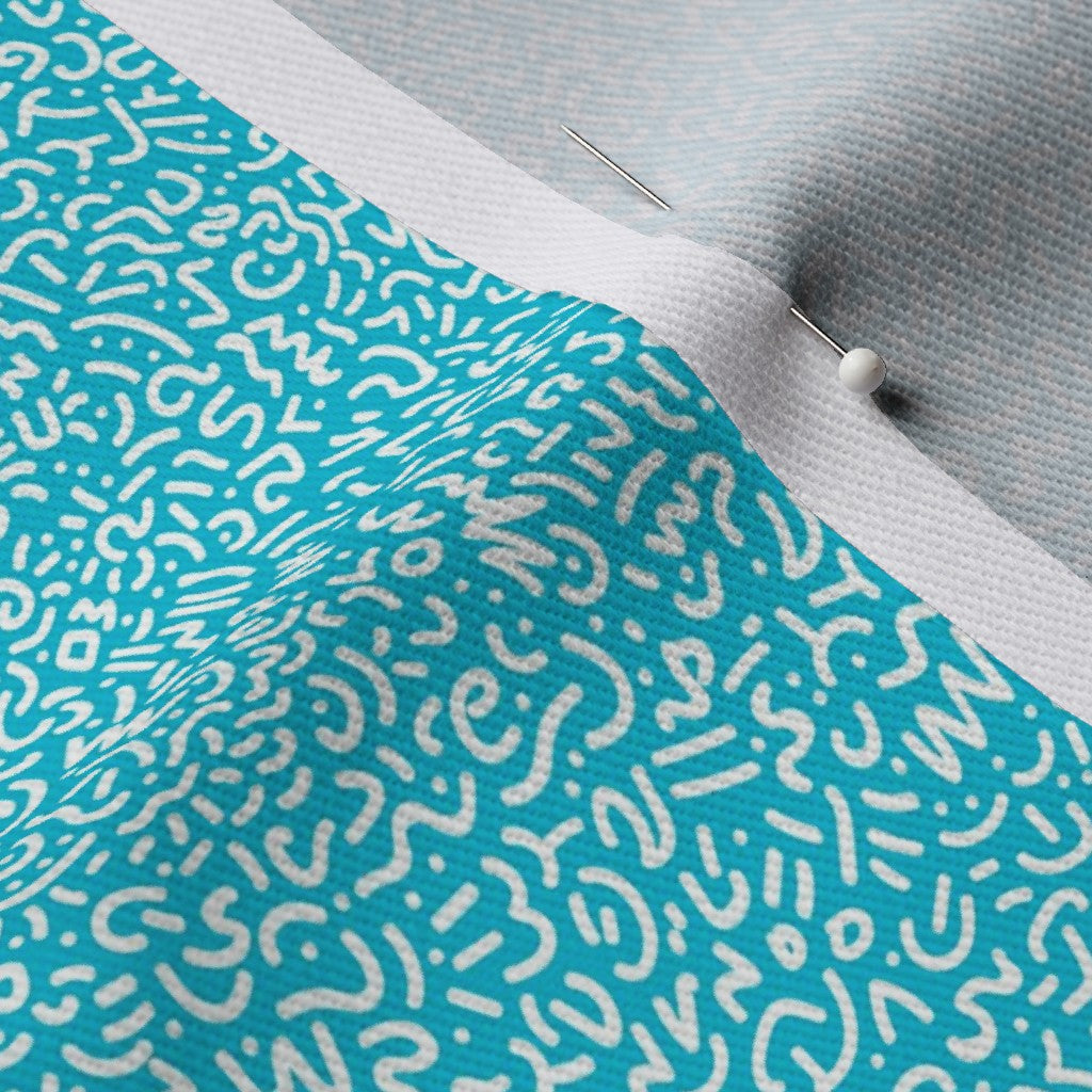 Doodle White+Aqua Fabric