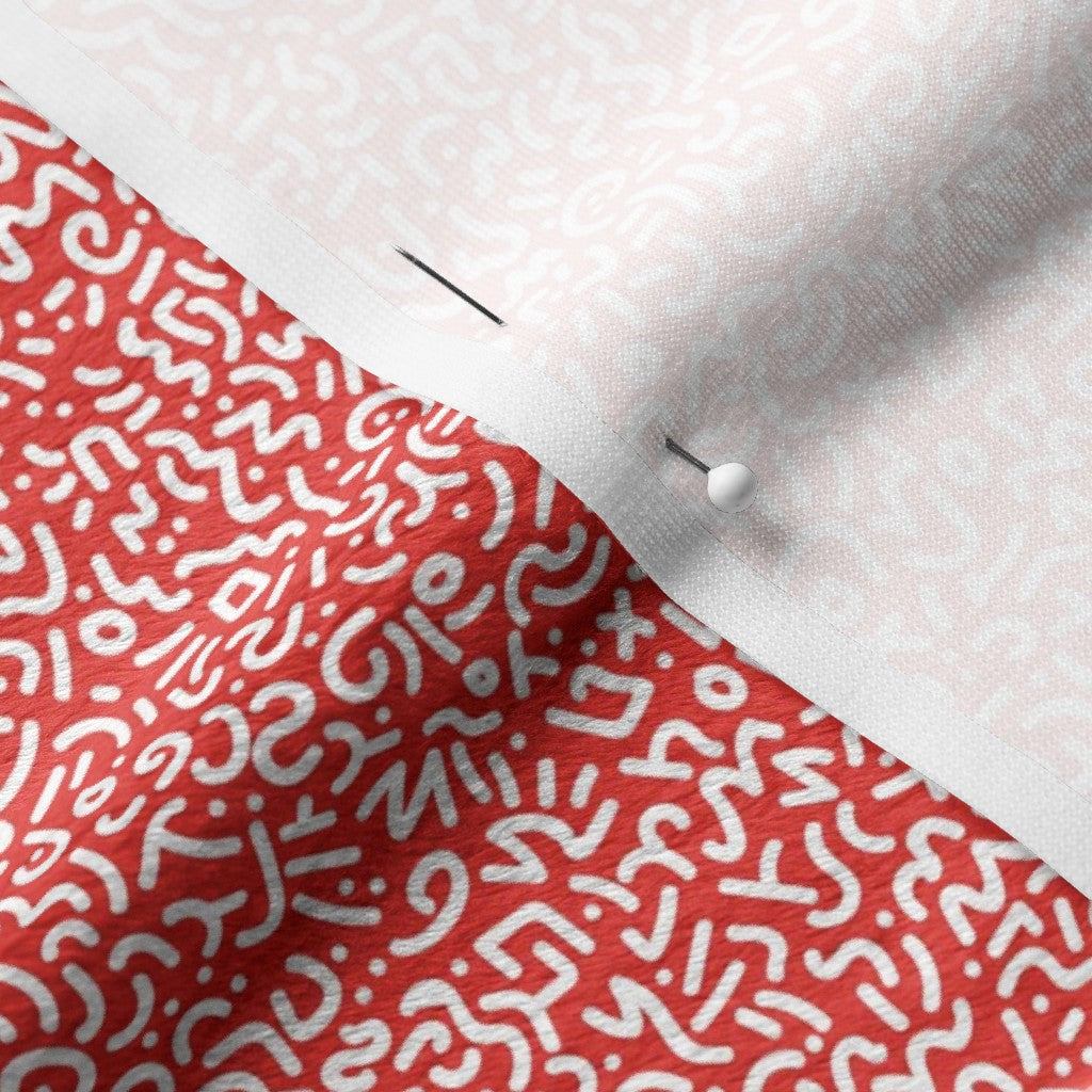 Doodle White+Red Printed Fabric