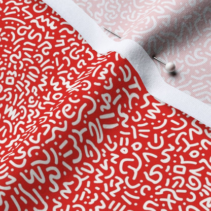 Doodle White+Red Printed Fabric