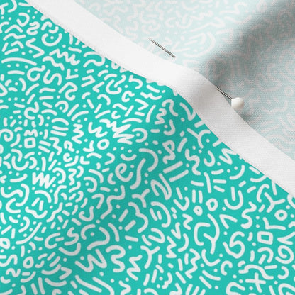 Doodle White+Teal Fabric