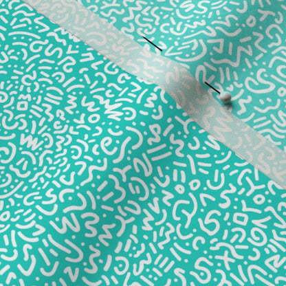 Doodle White+Teal Fabric