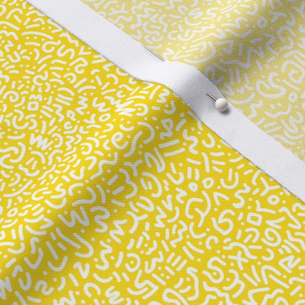 Doodle White+Yellow Printed Fabric