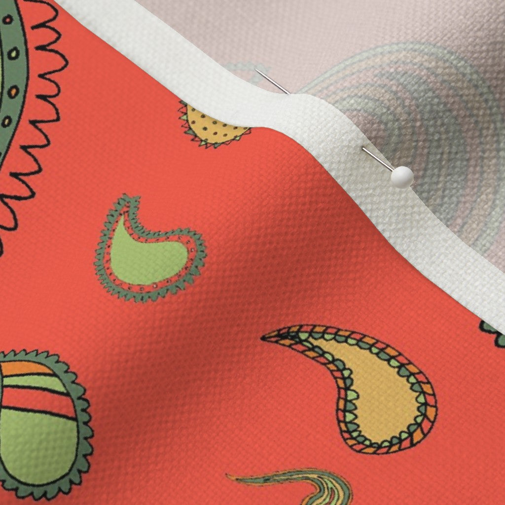 Paisley Tomato Red Printed Fabric