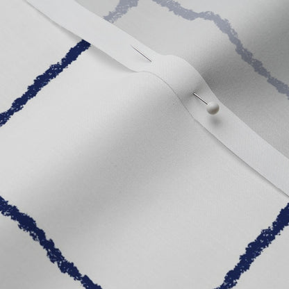 Blue Crayon Windowpane Printed Fabric