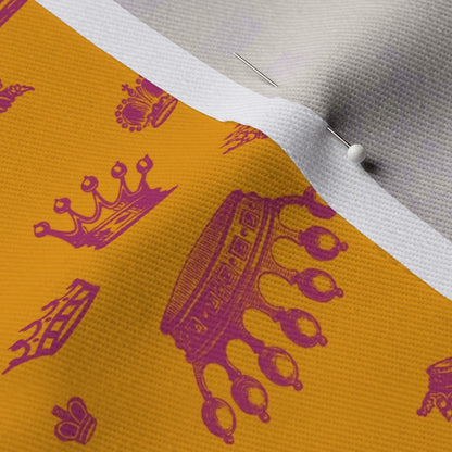 Royal Crowns Bubble Gum+Marigold Printed Fabric