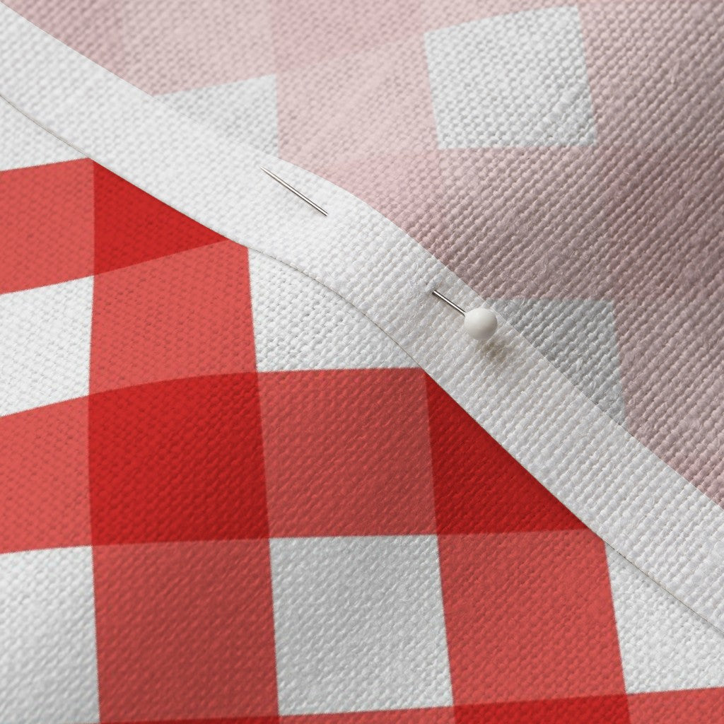 Gingham Style Coral Large Bias Fabric