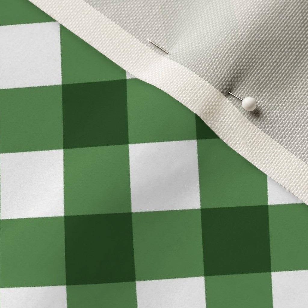 Gingham Style Kelly Green Large Bias Printed Fabric