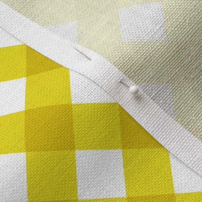 Gingham Style Lemon Lime Large Bias Printed Fabric