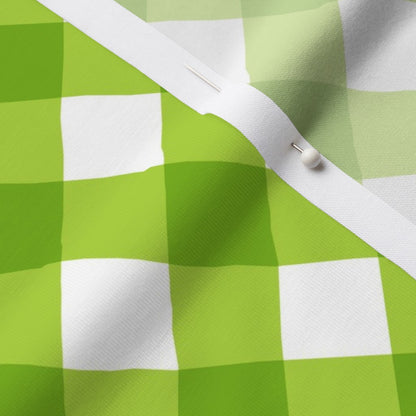 Gingham Style Lime Large Bias Printed Fabric