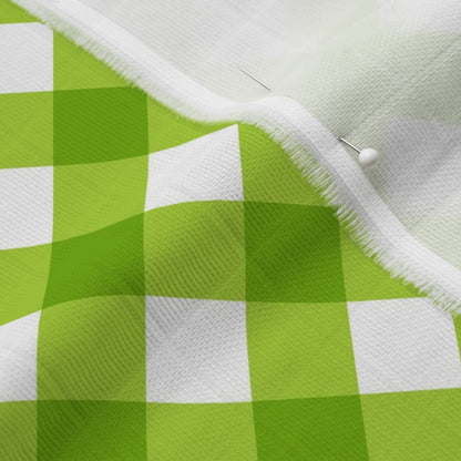 Gingham Style Lime Large Bias Printed Fabric