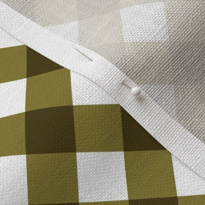 Gingham Style Moss Large Bias Printed Fabric